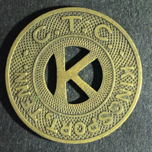 C.T.C Kingsport, TENN G/F One Fare - Zone 1 "Hanging K" Token 23mm Scarce