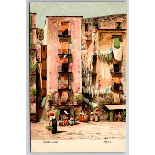 Naples Santa Lucia Street Scene Postcard c1901-1907 NP