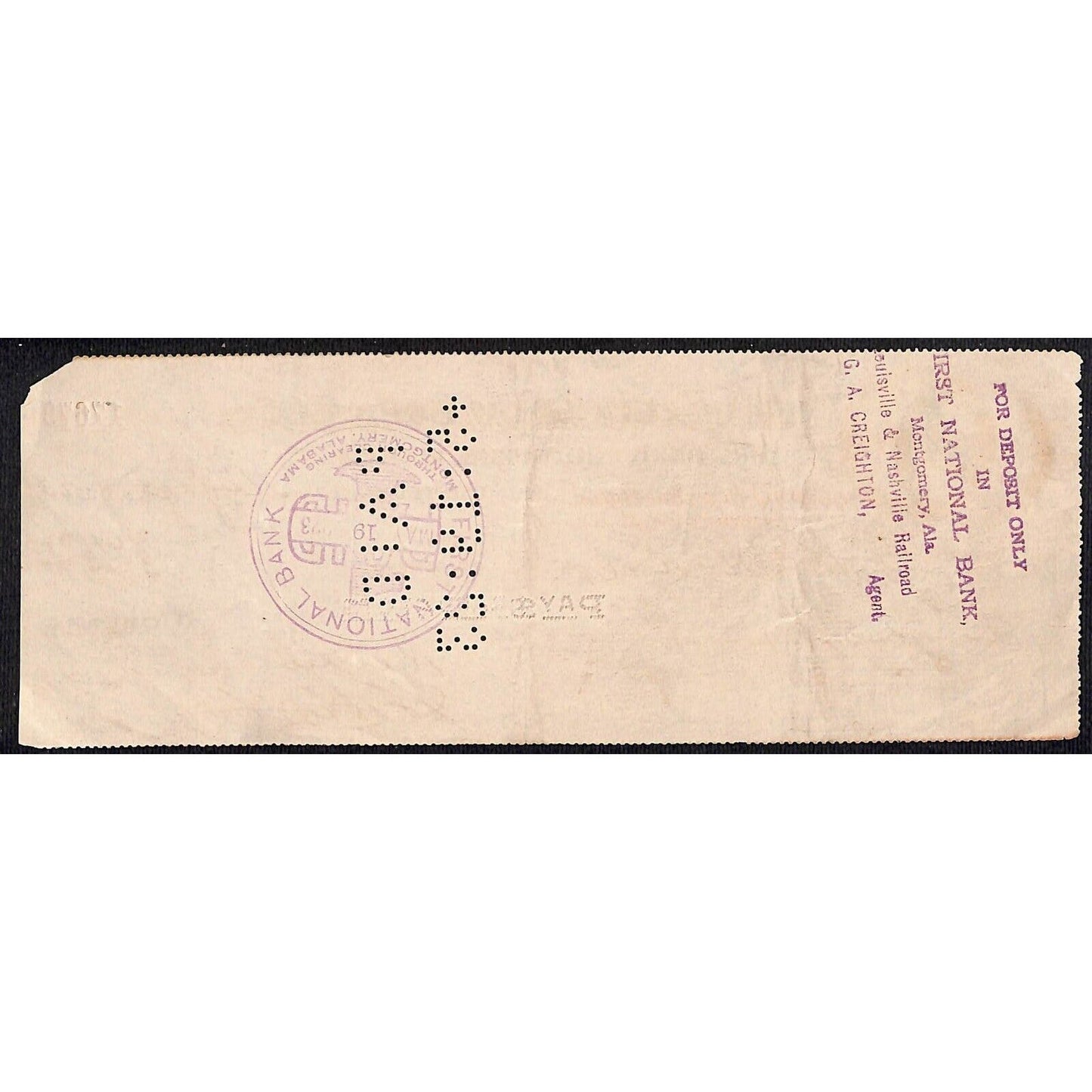 Montgomery, ALA. "The Georgia Show Case Co." Store Fixtures 1923 Bank Check