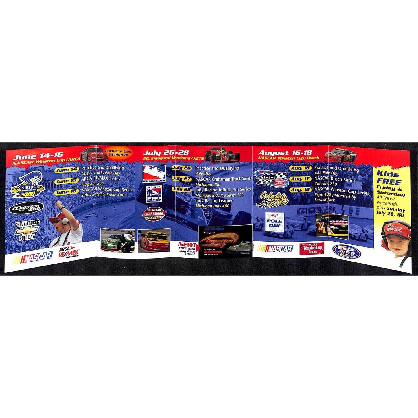 2002 Michigan International Speedway Fold Out Schedule - NASCAR Racing - VGC