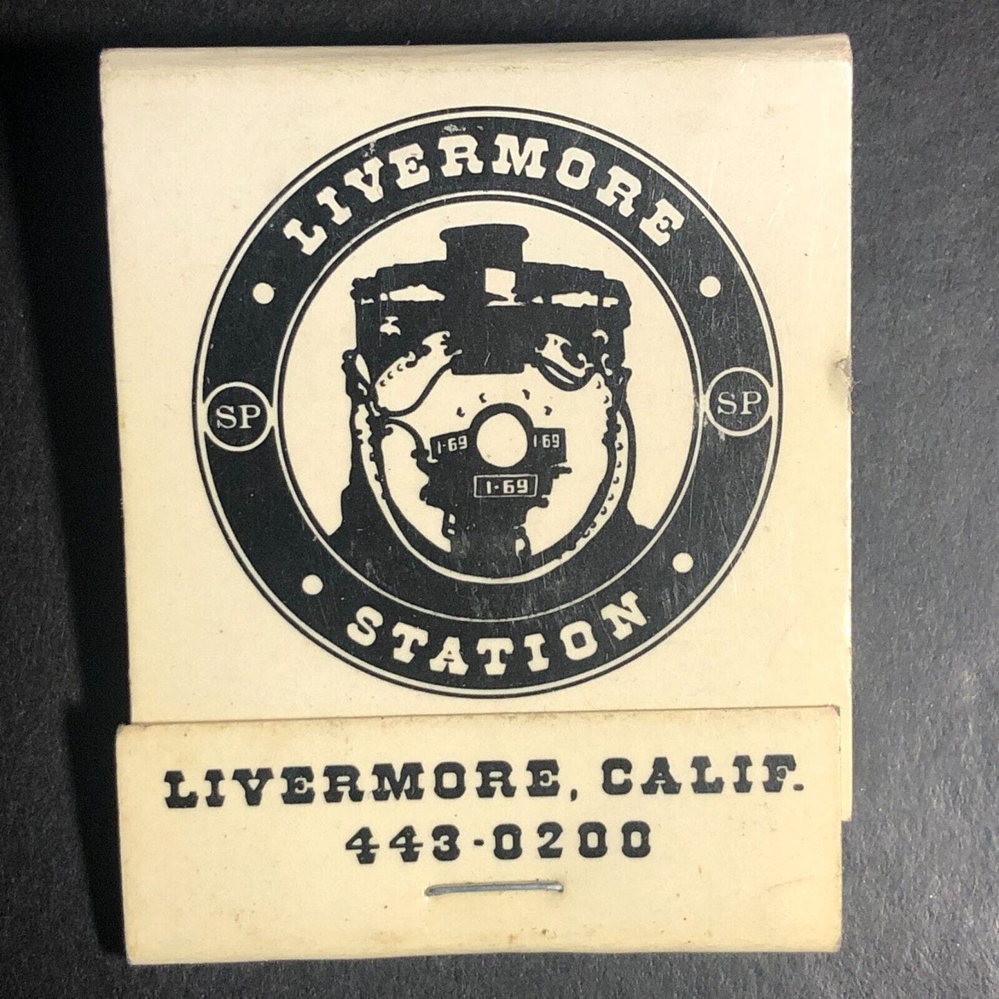 Livermore, CA Livermore Station Restaurant Locomotive Full Matchbook c1975-85