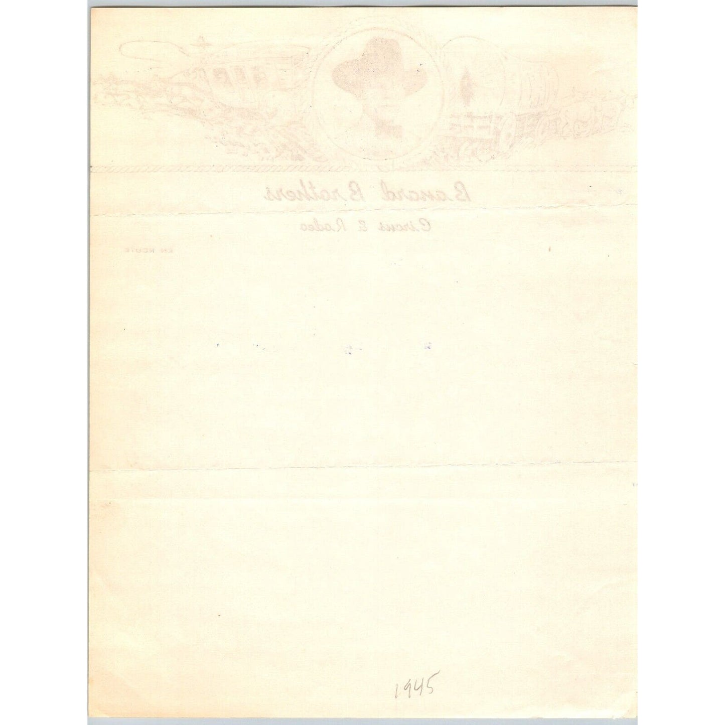 Banard Brothers Circus Rodeo Letterhead c1945 Covered Wagon Stage Coach Scarce