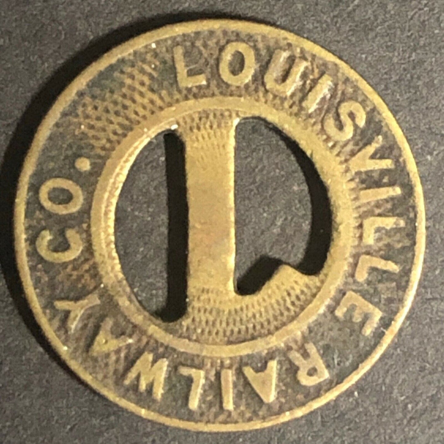 c1940's 16mm Louisville Railway Co. G/F One Fare Transit Token Kentucky (1450)