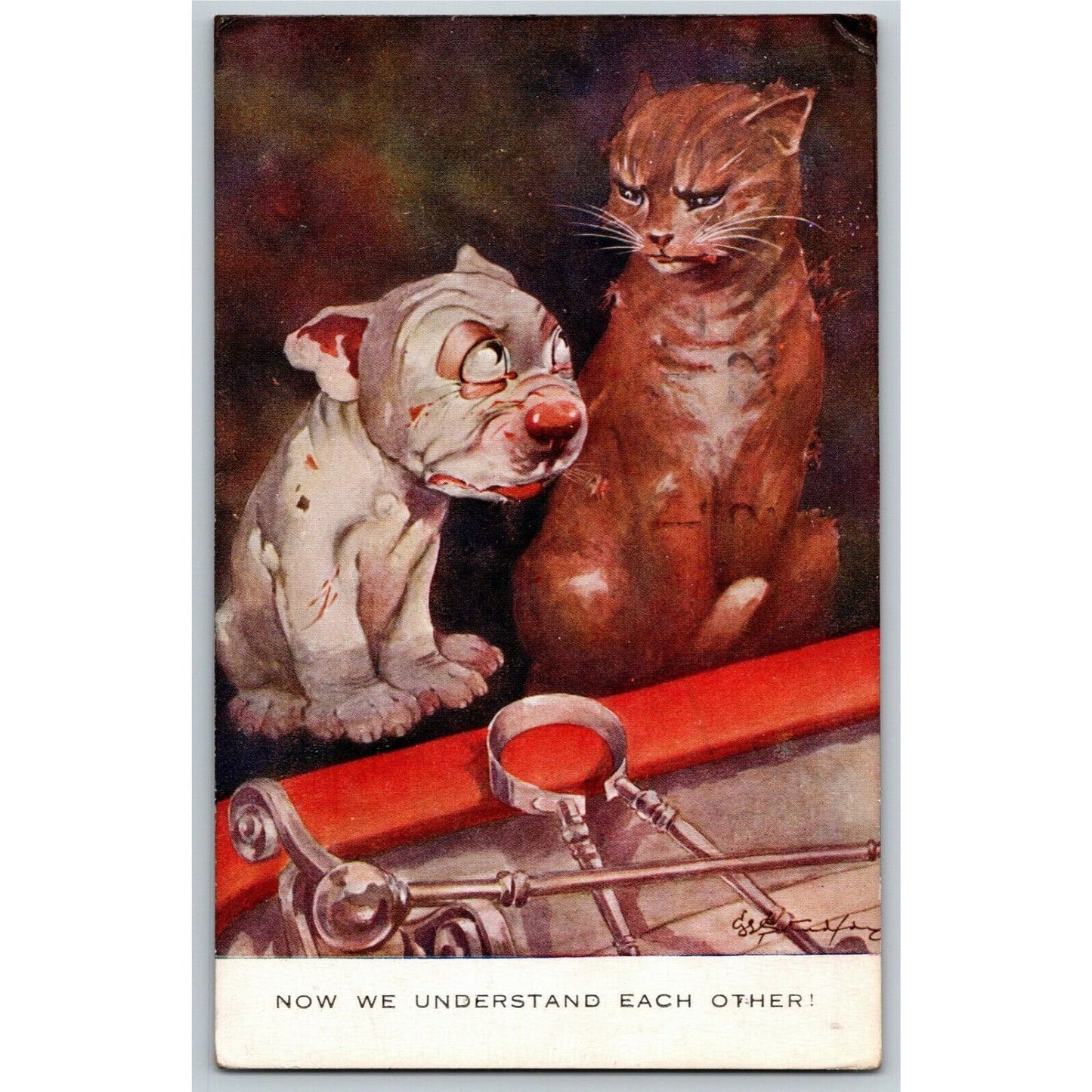 Vintage G. E. Study's Bonzo w/ Cat "Now We Understand Each Other" PM 1925