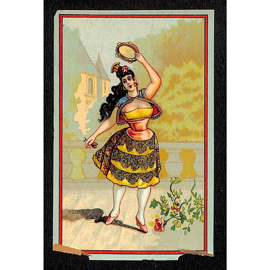 Antique Perfume? Soap? Label - Woman With Tambourine Dances