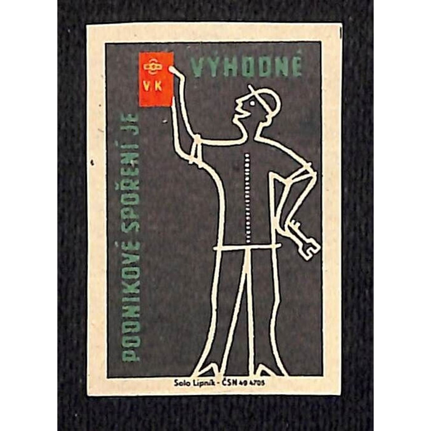 Vintage Matchbox Label Czech Business Savings Conveniently c1960's