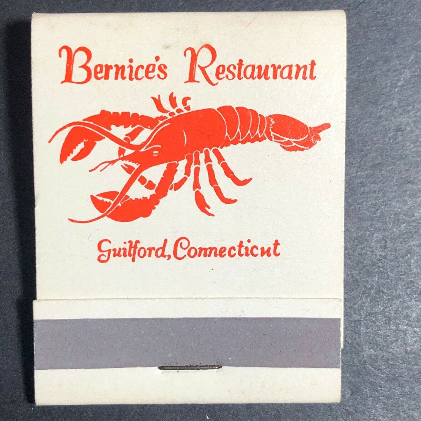 1940's-50's Full Matchbook "Bernice's Restaurant" Sea Food Lobster Guilford, CT