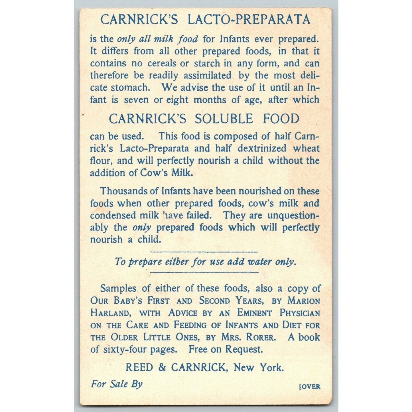 Large Scarce 1893 Chicago World's Fair Trade Card Carnrick's Lacto-Preparata Cow