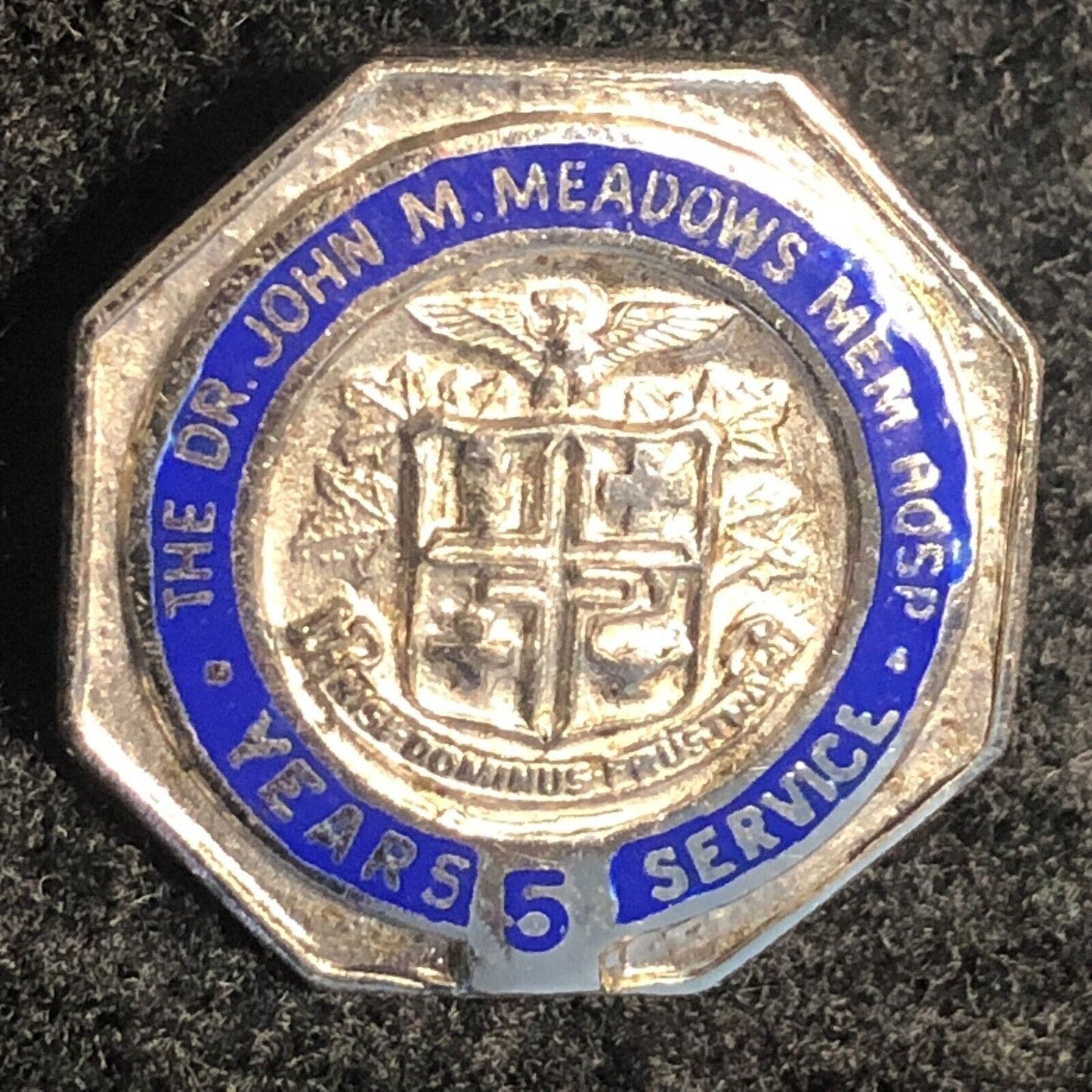 Dr. John M. Meadows Memorial Hospital Enameled Pinback Lapel Pin - Sterling