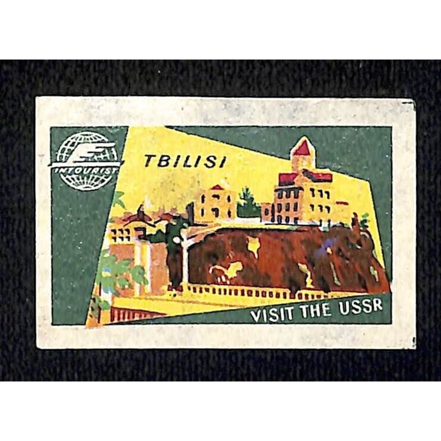 Vintage Matchbox Label Intourist Visit the USSR - Tbilisi c1955-65