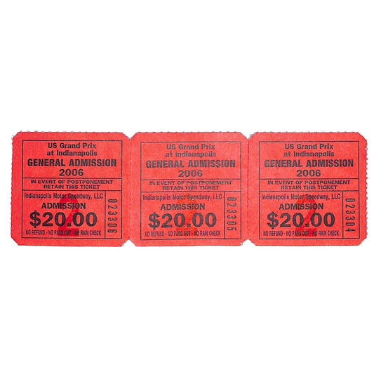 Group of 3 2006 US Gran Prix at Indianapolis General Admission Tickets - VGC