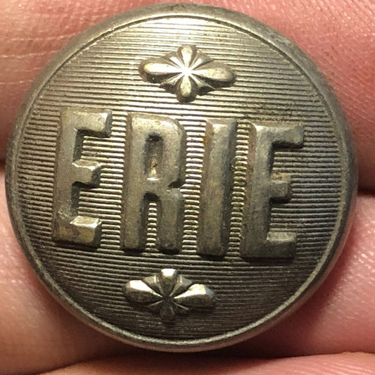 Erie Railroad Uniform Button Silvertone 3/4" - Convex Scovill Waterbury
