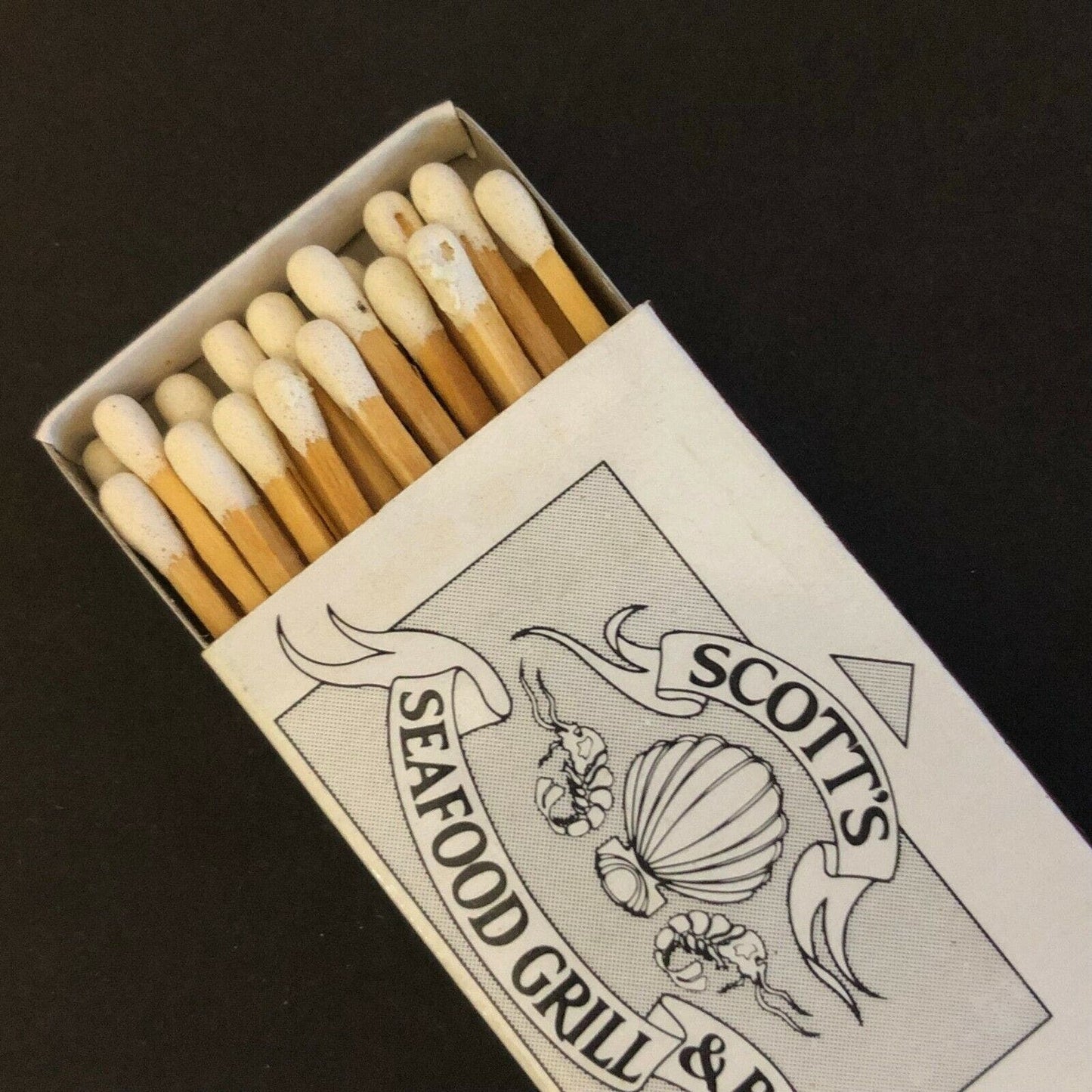 c1990 's Vintage Wooden Matchbox Matchbook "Scott's Seafood Grill" Oakland, CA