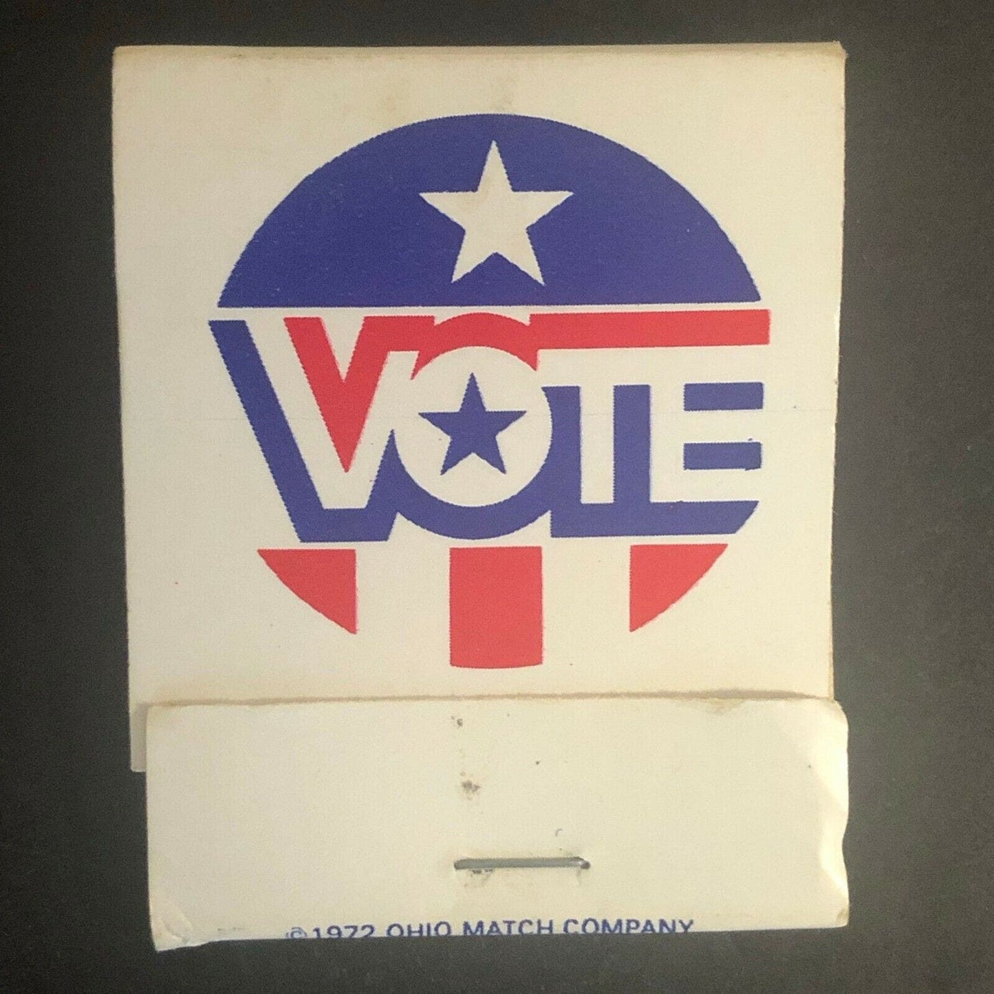 Vintage 1972 Full Matchbook "Vote" Patriotic Red White Blue - Circle