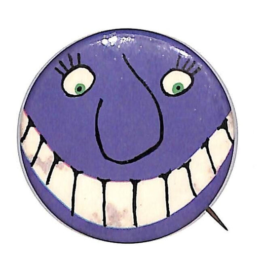 Big Teeth - Big Grin Cartoon Purple Pinback Button - c1970's