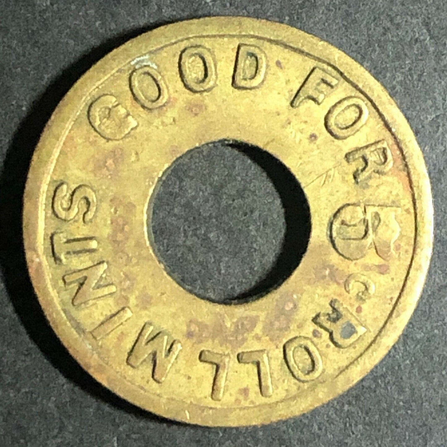 Vintage 21mm Brass "Callie Quality Mints - Good For 5c Roll of Mints" Token