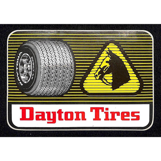 Dayton Tires Racing Auto Sticker c1970 2 3/4" x 4" w/ Horse Head Logo Scarce