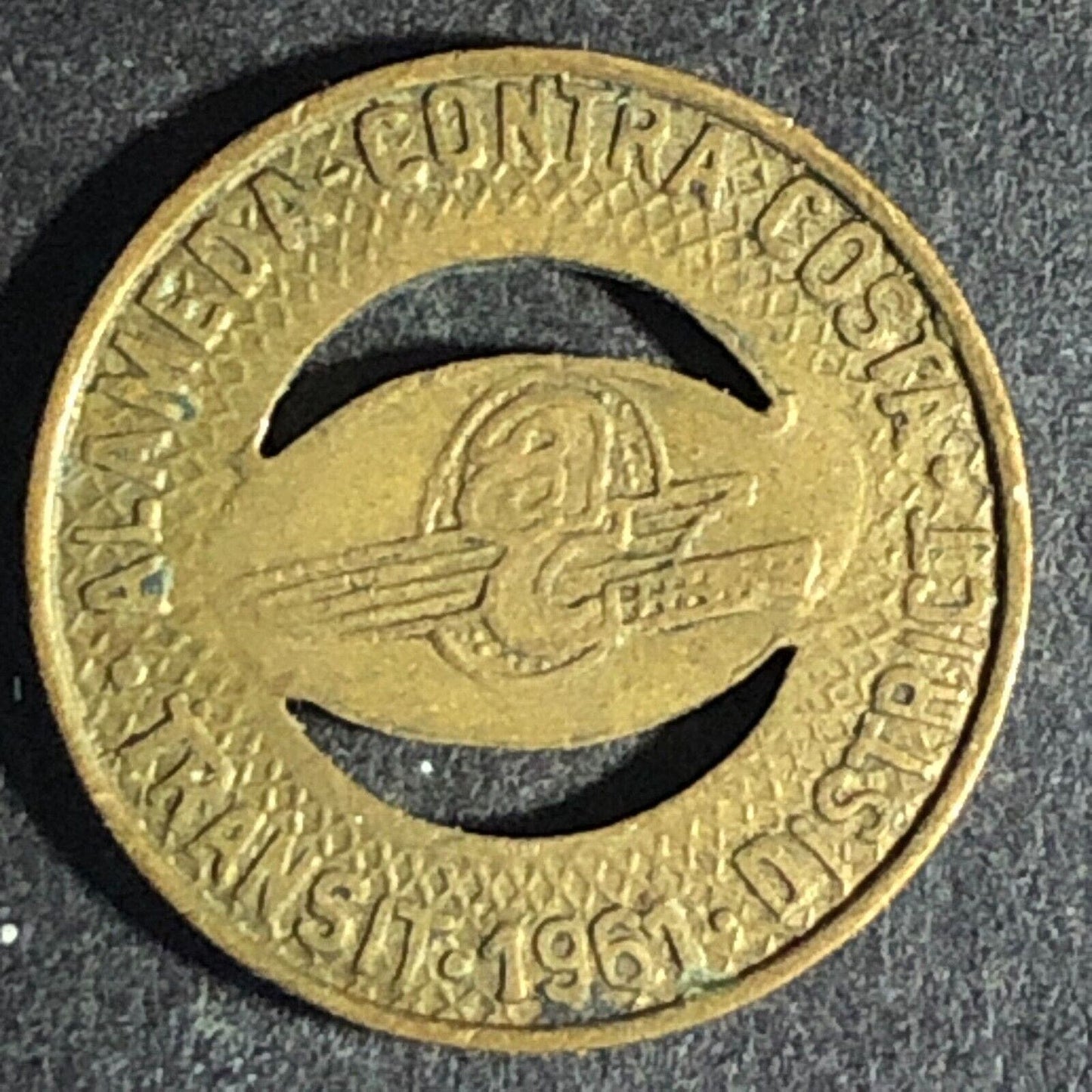 Alameda Contra Costa Transit District CA 1961 Brass G/F Local Fare Token 16.45mm