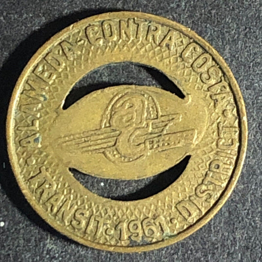 Alameda Contra Costa Transit District CA 1961 Brass G/F Local Fare Token 16.45mm