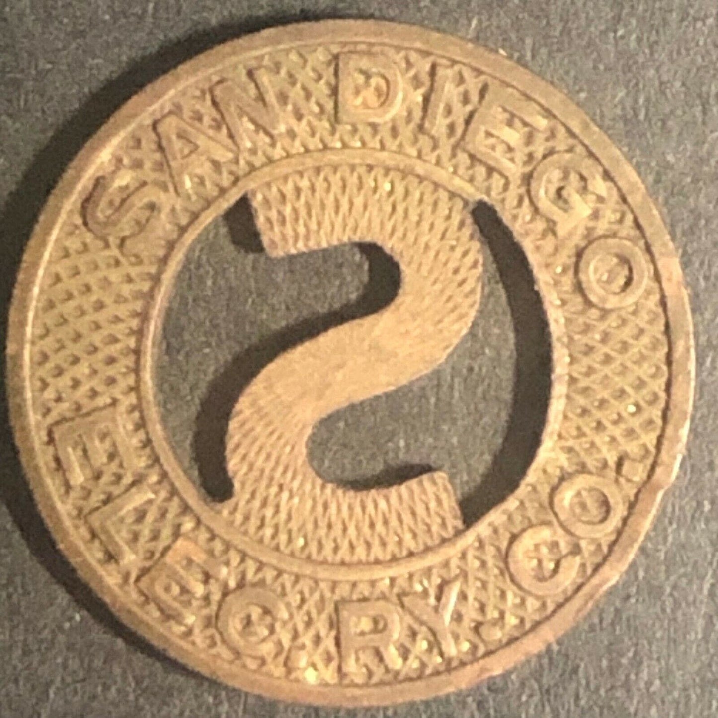 c1940's 16mm San Diego Elec. RY Co. G/F One Full Fare Transit Token CA