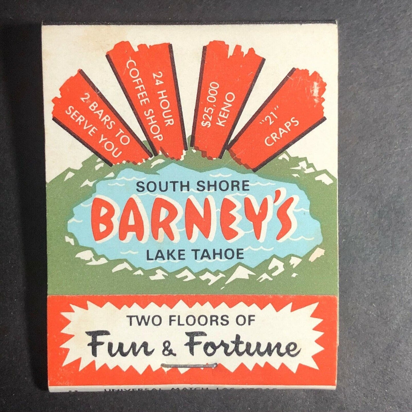 50's-60's Full Matchbook "Barney's Lake Tahoe" "Two Floors of Fun & Fortune"