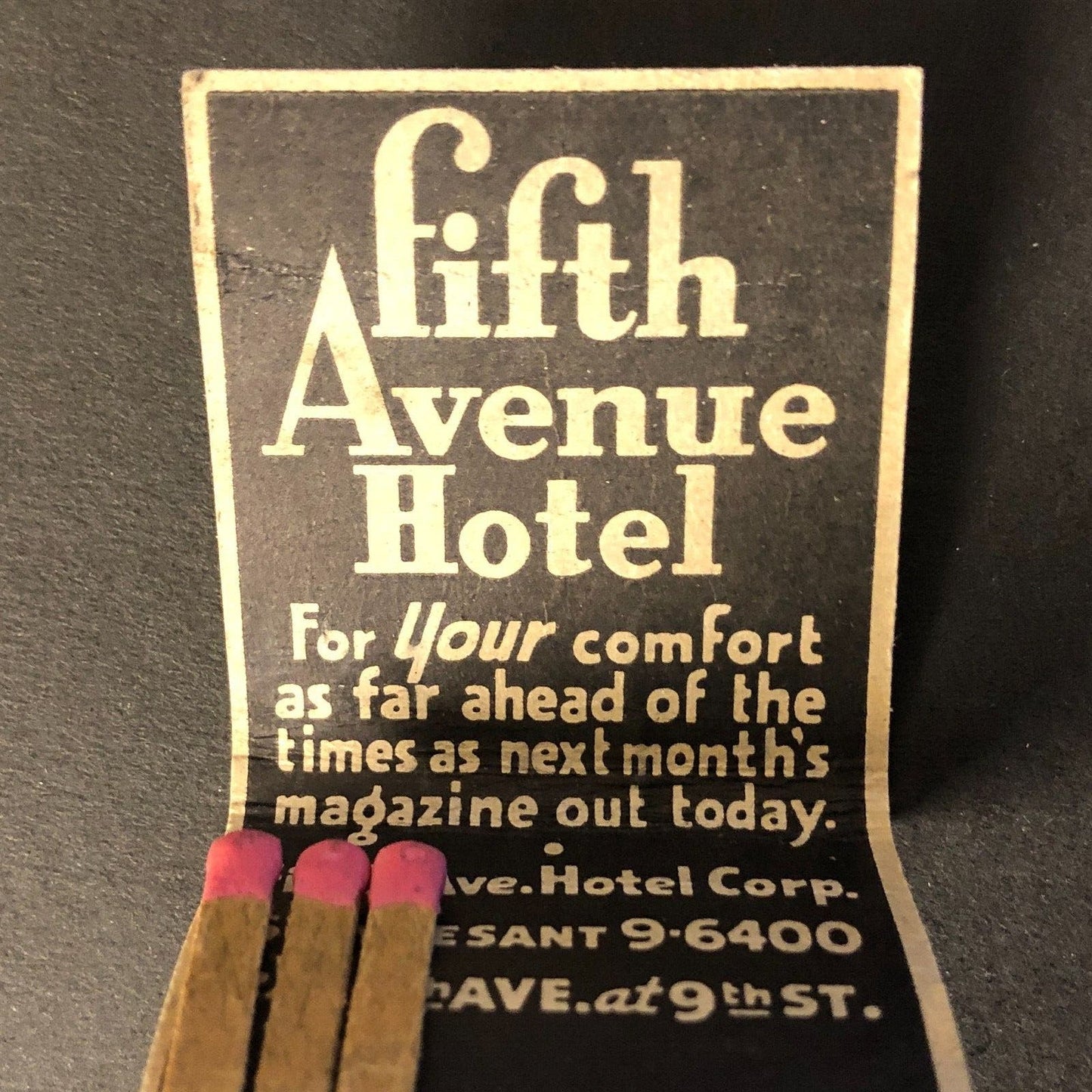 Fifth Avenue Hotel 49th & 5th Ave New York Matchbook Cover c1940's
