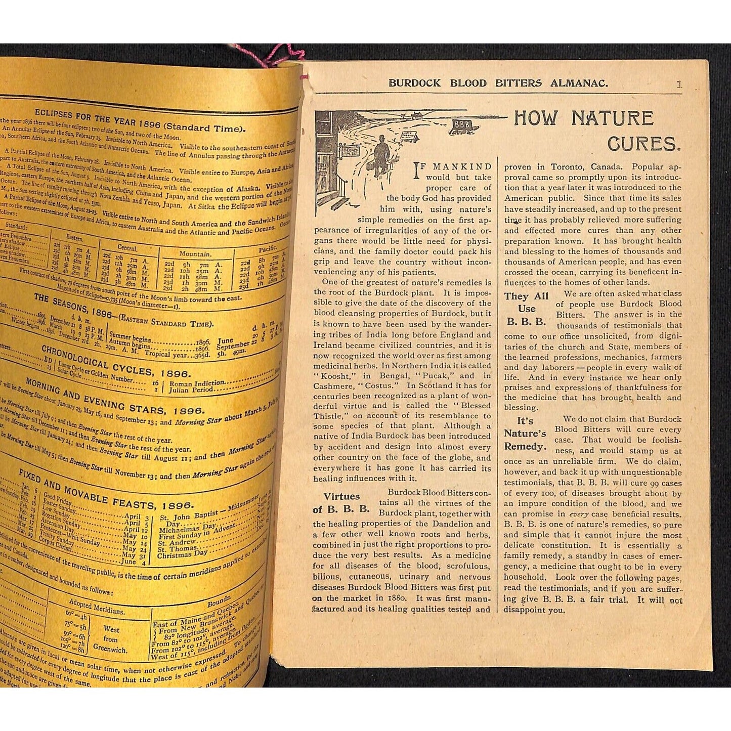 Burdock Blood Bitters 1896 Almanac and Key to Health 32pp VGC