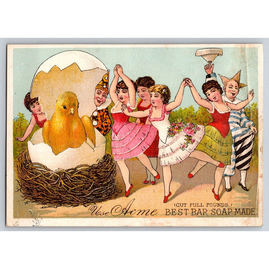 Grand Rapids Chas. Pettersch Groceries Victorian Trade Card Dancing Girls Chick