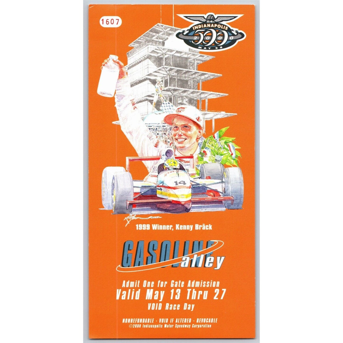 2000 Indy 500 Gasoline Alley Pass Indianapolis IMS VGC #1607