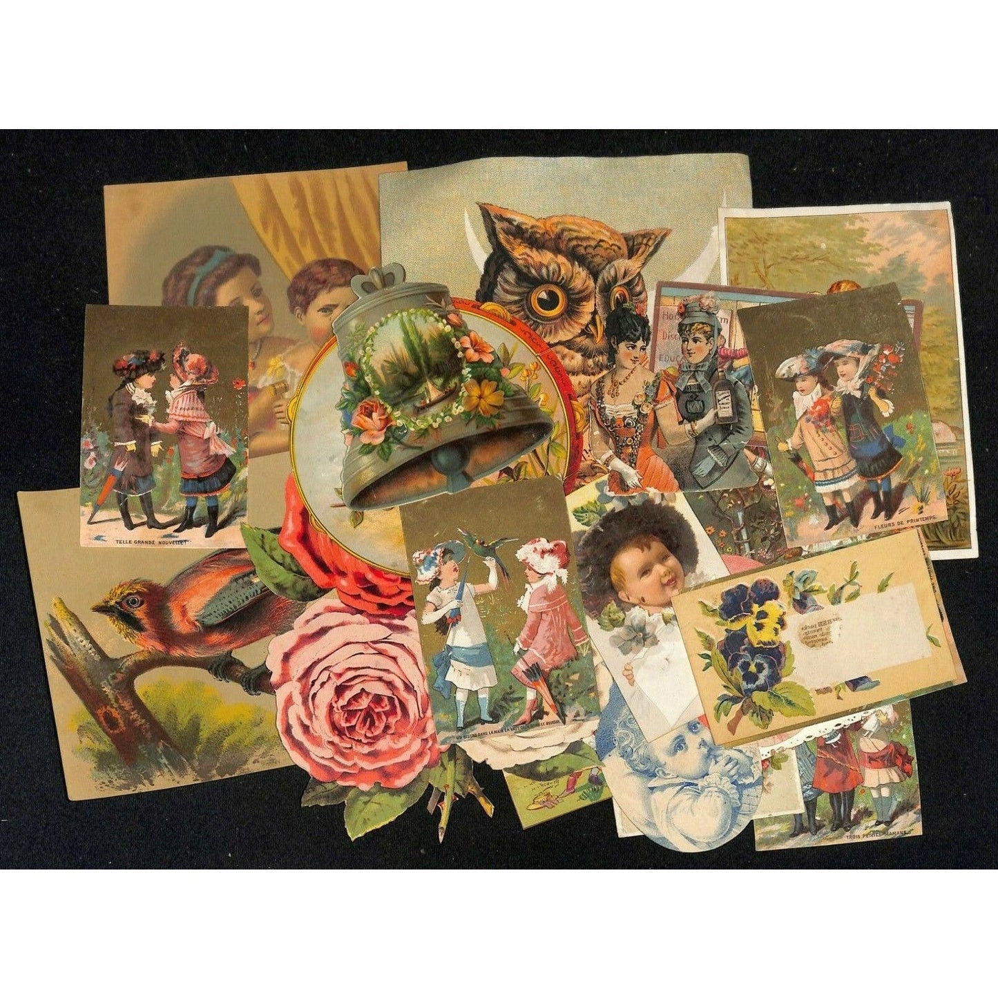 Group of 22 pcs Victorian Scrap / Trade Card Art