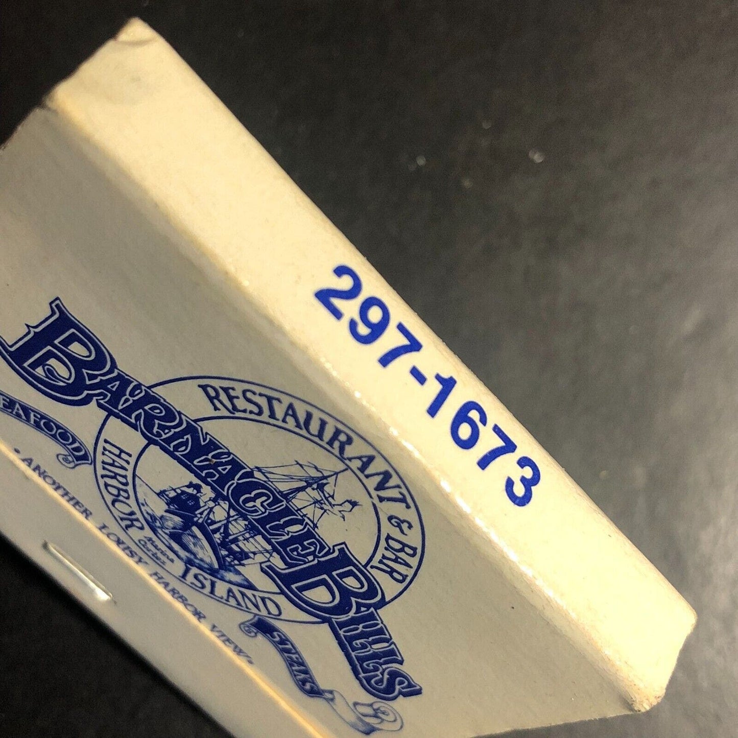 Barnacle Bill's Restaurant Marina Cortez Tall Ship Full Matchbook c1975-85