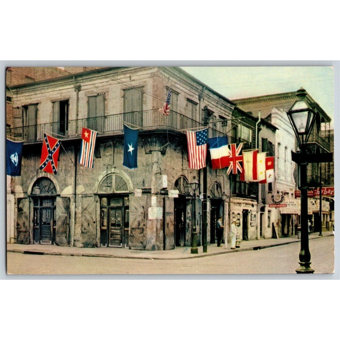 US Flag Patriotic Postcard c1960's - Absinthe House, New Orleans