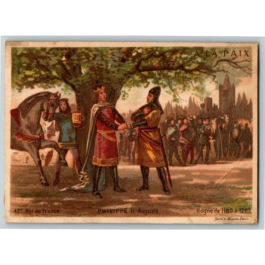 French Victorian Trade Card Grands Magasins de Neuveautes - Philippe II Auguste