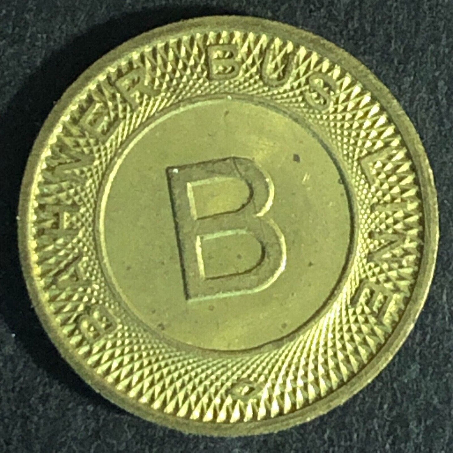 Bahner Bus Line (Williston ND) WM G/F One Fare Transit Token c1953 - 16mm