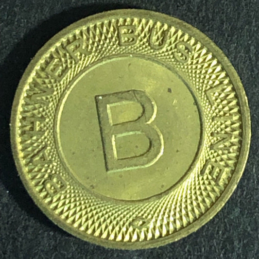 Bahner Bus Line (Williston ND) WM G/F One Fare Transit Token c1953 - 16mm