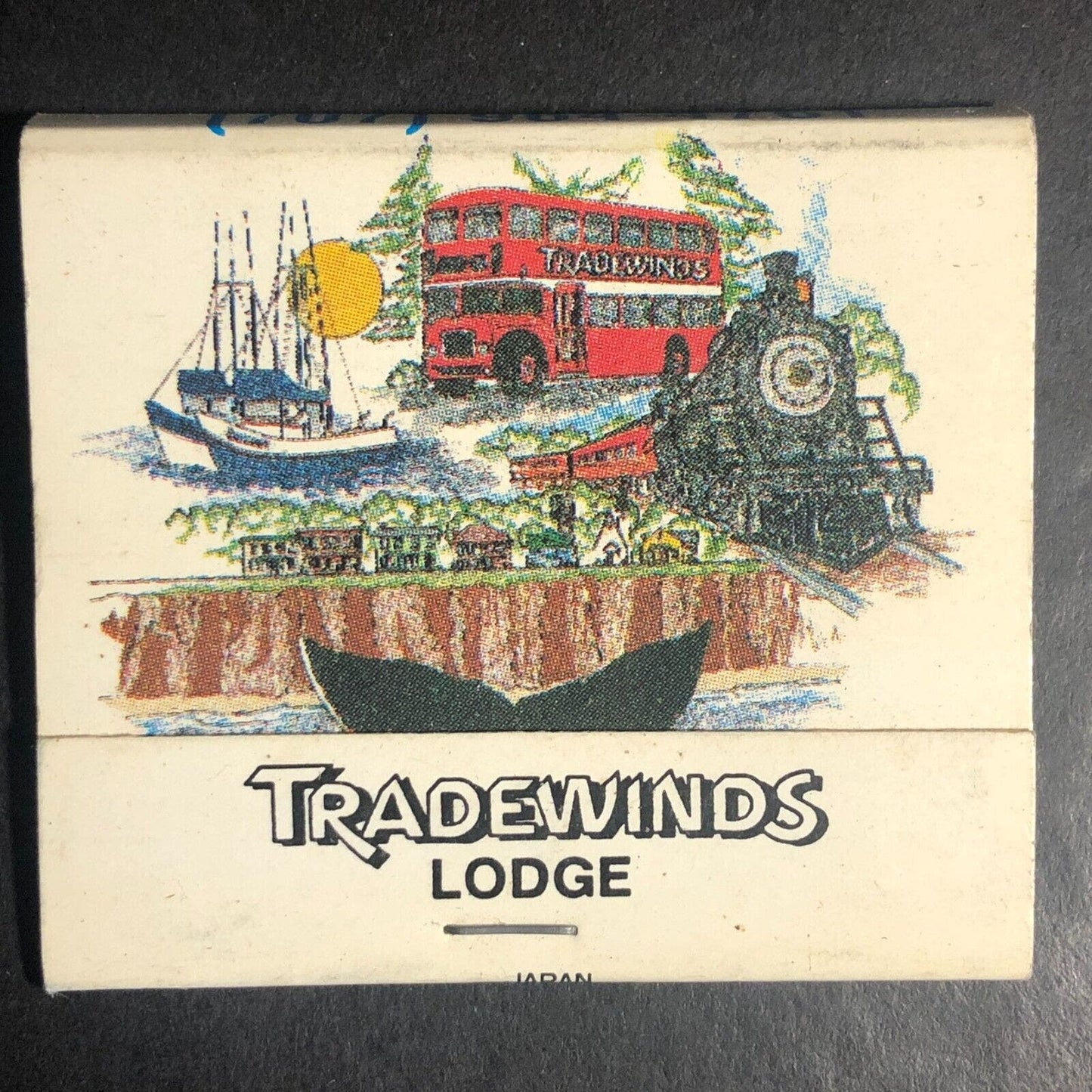 Fort Bragg, CA Tradewinds Lodge Full -1 Matchbook c1975-85 "Skunk Train Passage"