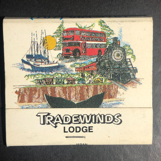 Fort Bragg, CA Tradewinds Lodge Full -1 Matchbook c1975-85 "Skunk Train Passage"