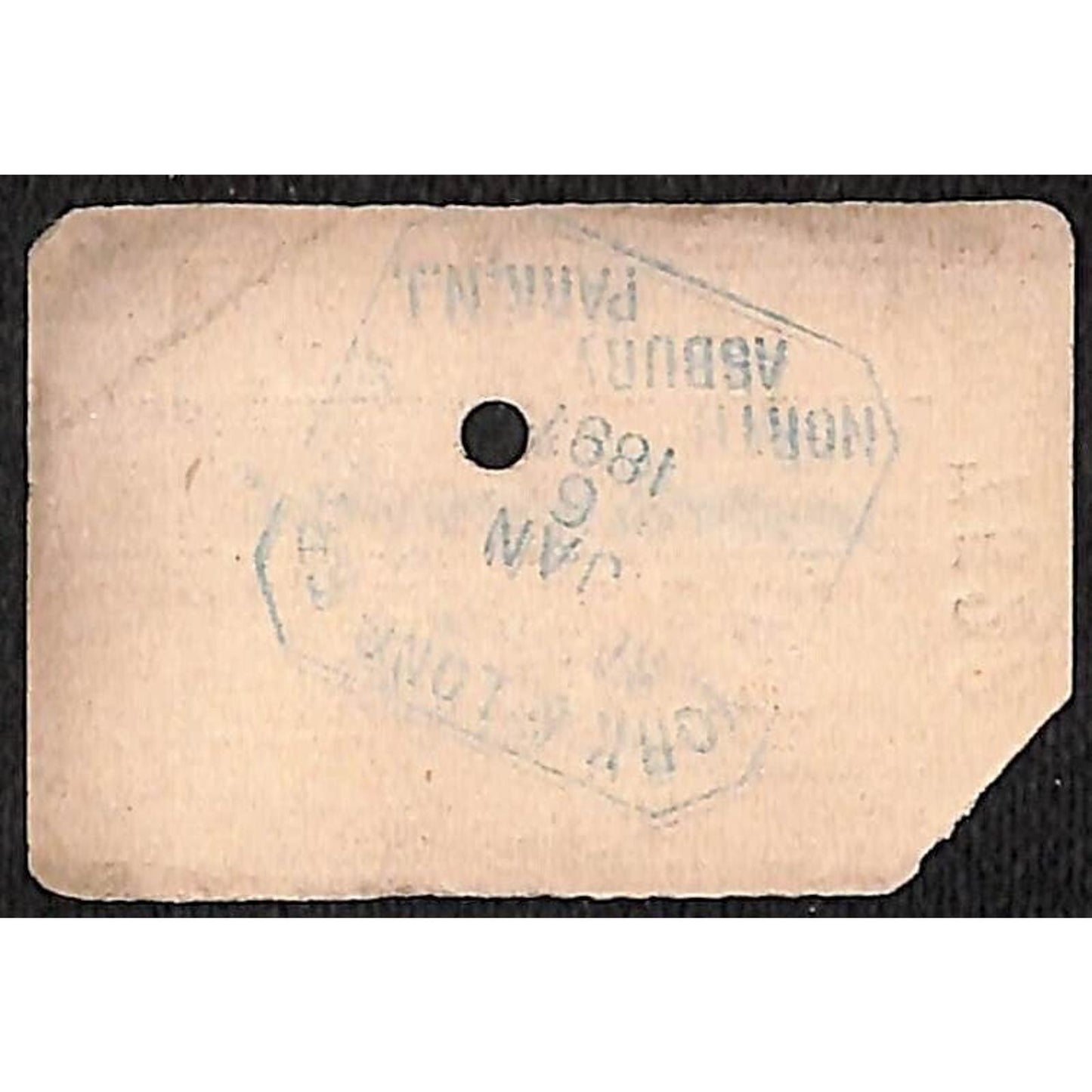 New York & Long Branch Railroad 1897 Ticket North Asbury Park Lakewood #7523