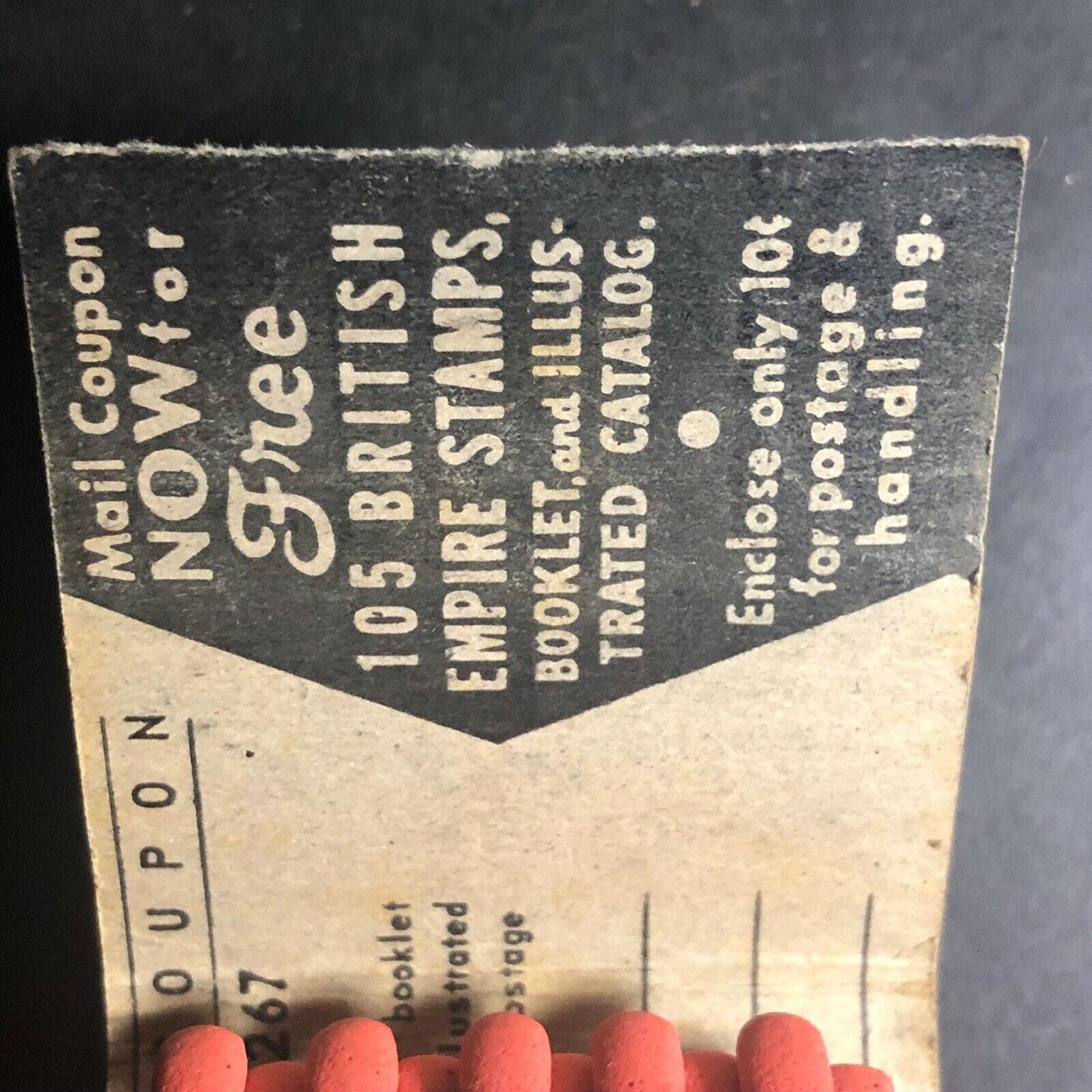 60's-70's Full Matchbook "Free 105 British Empire Stamps" Mail-In Offer