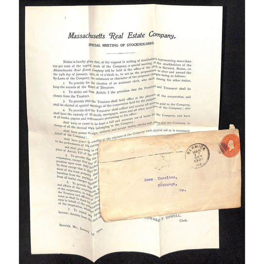 Newburgh, ME Amos W. Knowlton* 1901 Massachusetts Real Estate Co. Letterhead
