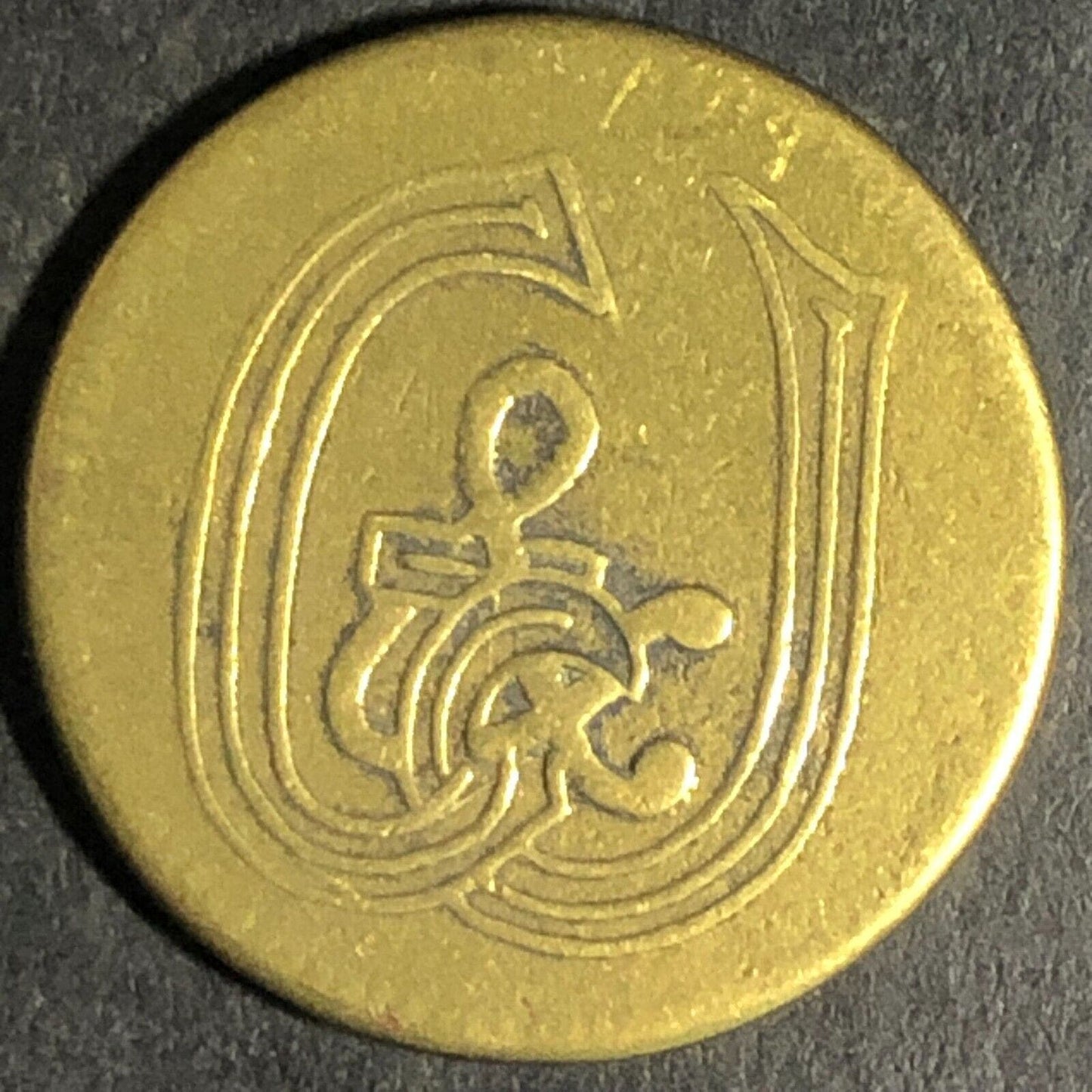 C & J Monogram G/F 6 1/4 Cents In Trade Brass Token (Wash. State?) 21mm Scarce