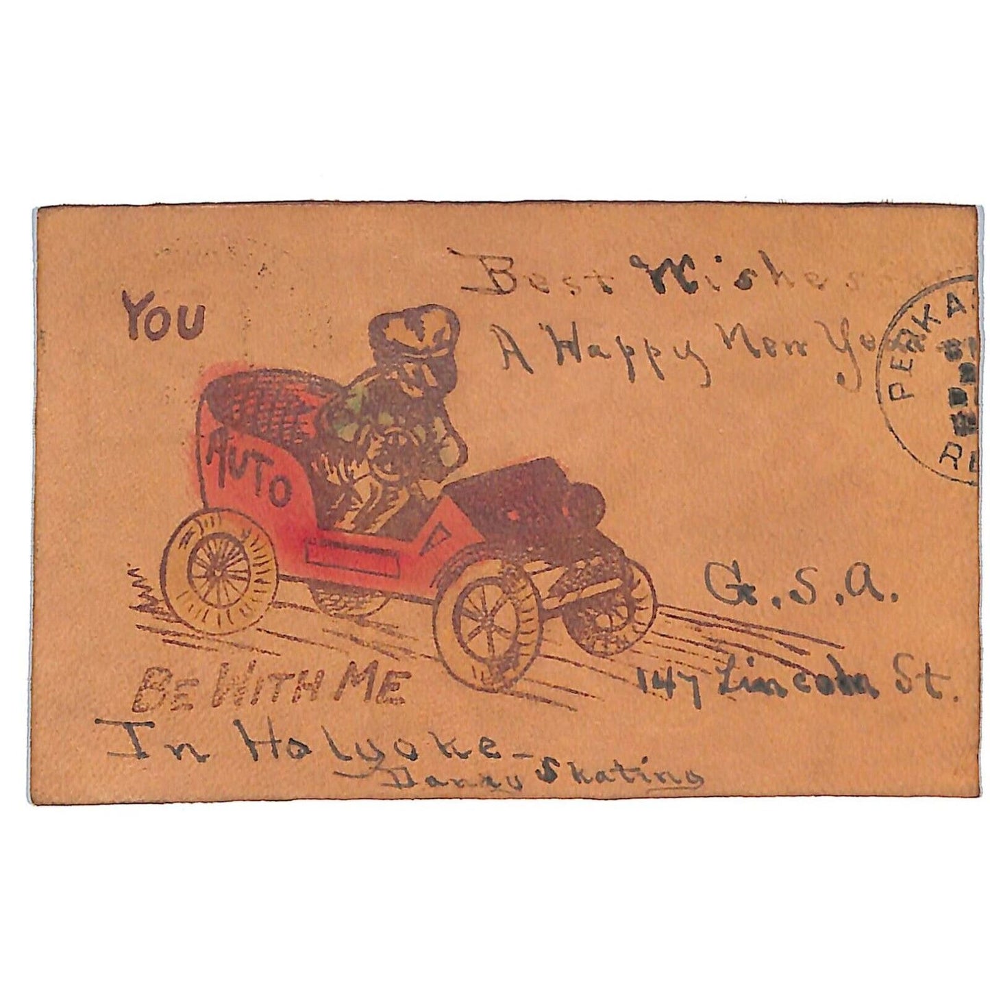 Funny Leather Postcard "You Auto Be With Me____" - Automobile Humor