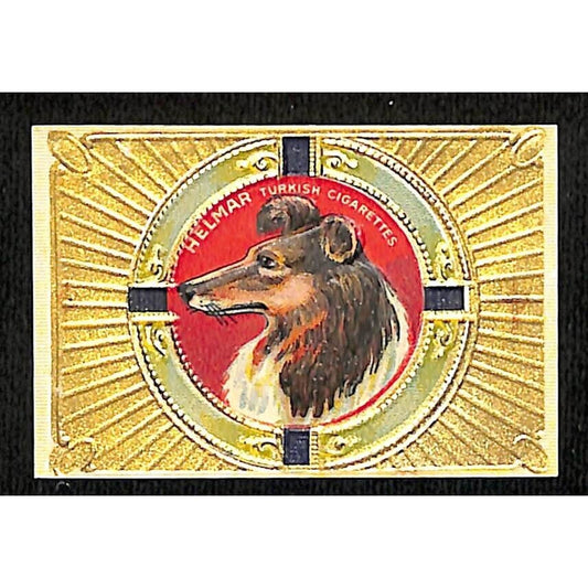 Helmar Turkish Cigarettes Gilt / Gold Ink Over Embossed Label w/ Dog c1920's-30s