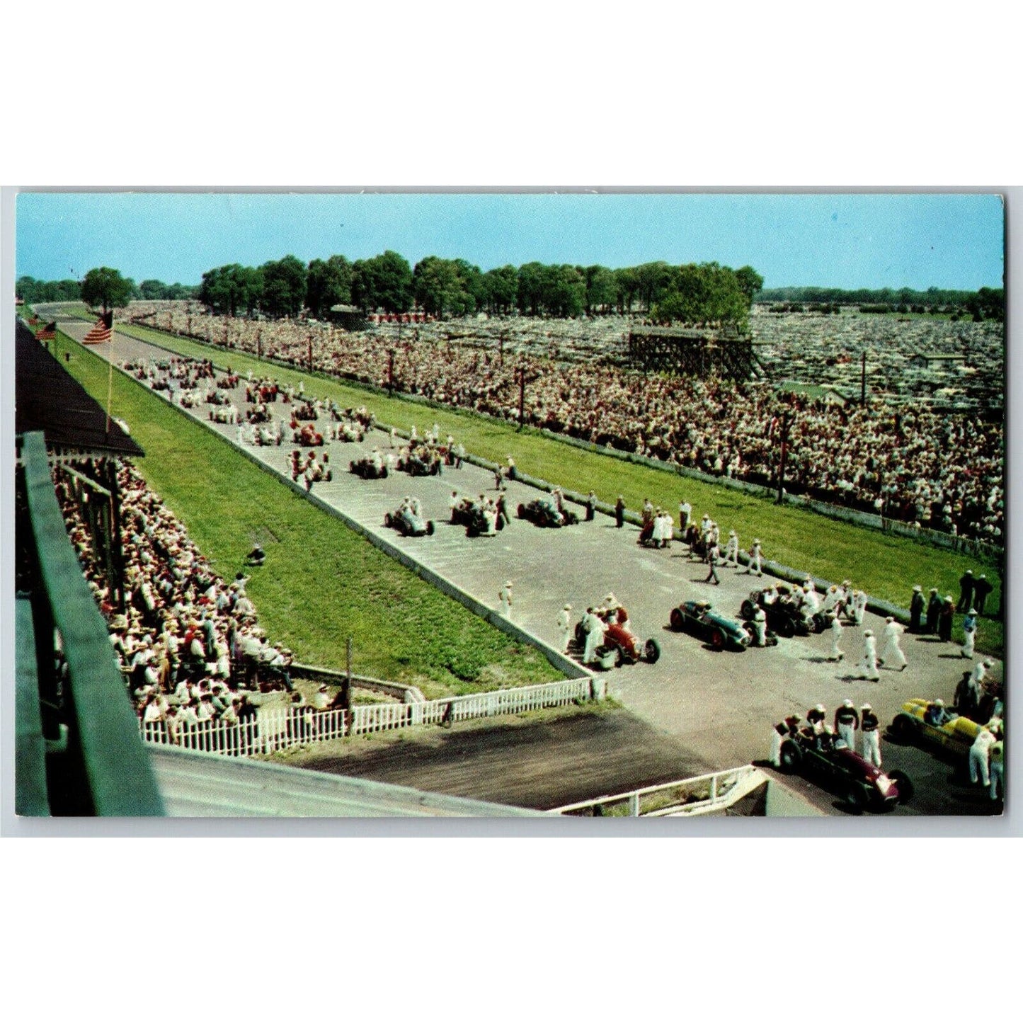 Indy 500 RPPC Postcard 1950 "Cars in Starting Position.." VGC Unposted