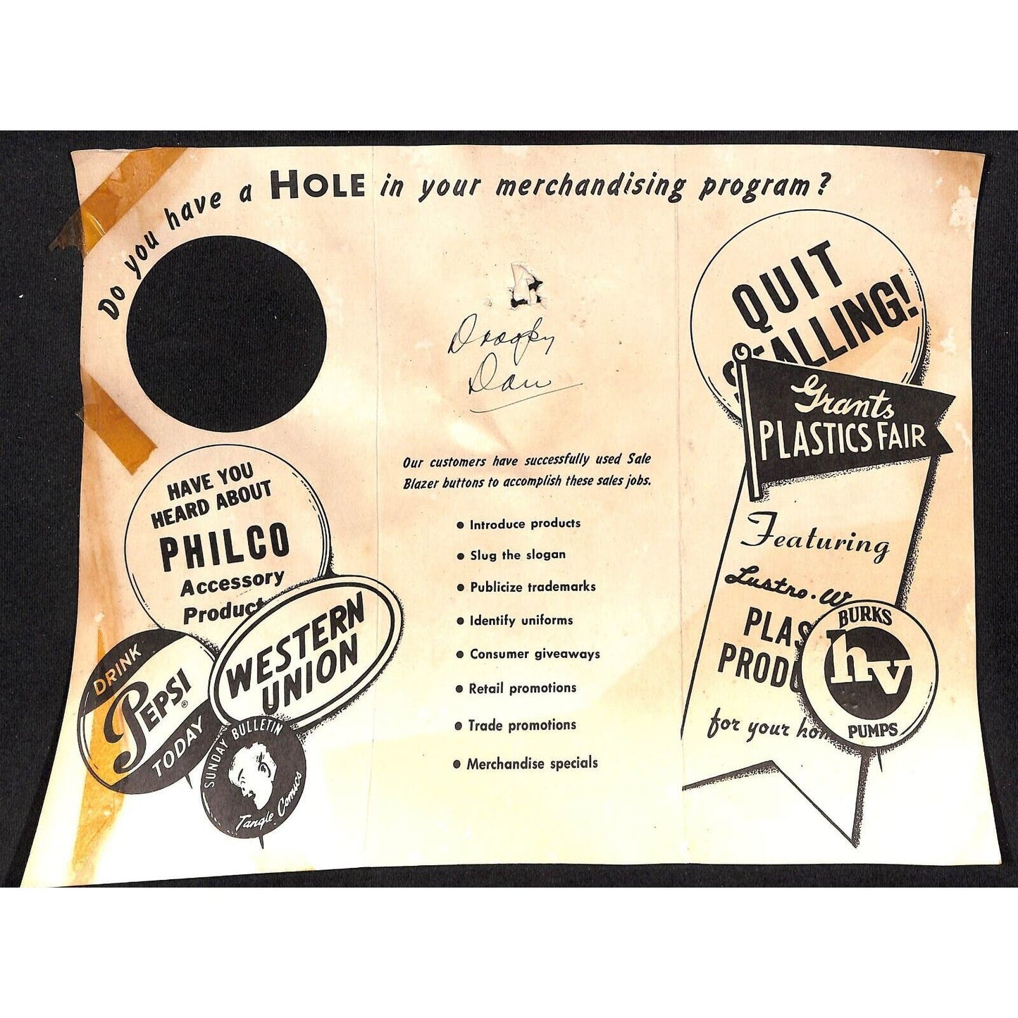 Group of 6 c1945-55 Philadelphia Badge Flyer Letterhead Client List Paper