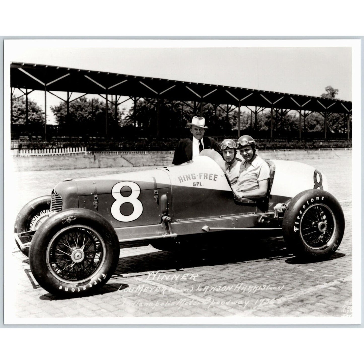 Louis Meyer Indy 500 Winner 1936 - 8 x 10 Glossy B&W Photograph VGC