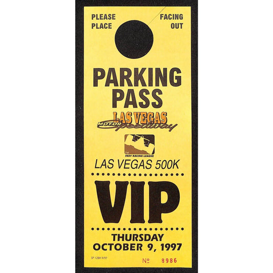1997 Las Vegas Speedway 500K Hanger VIP Parking Pass - VGC