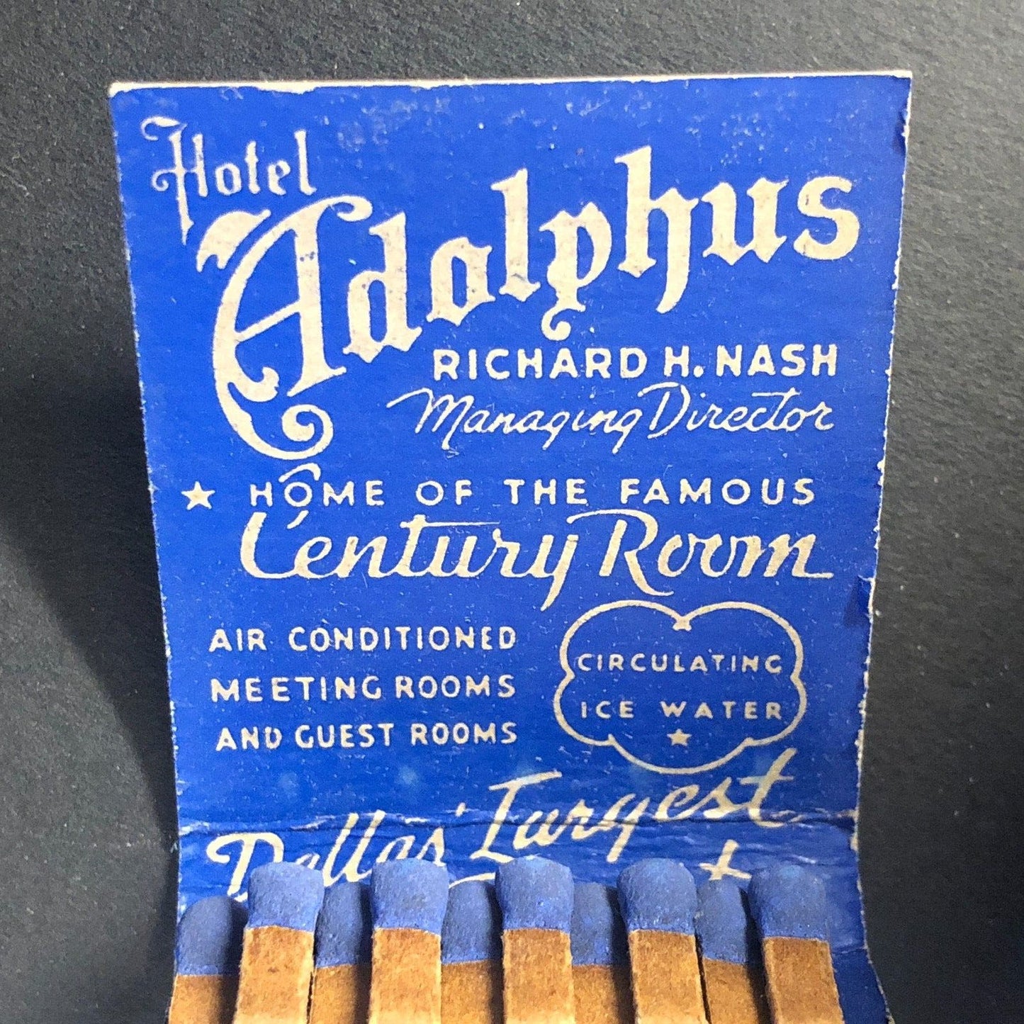 Adolphus Hotel Dallas (Busch) Vintage Full Matchbook c1930's-40's Flag Scarce