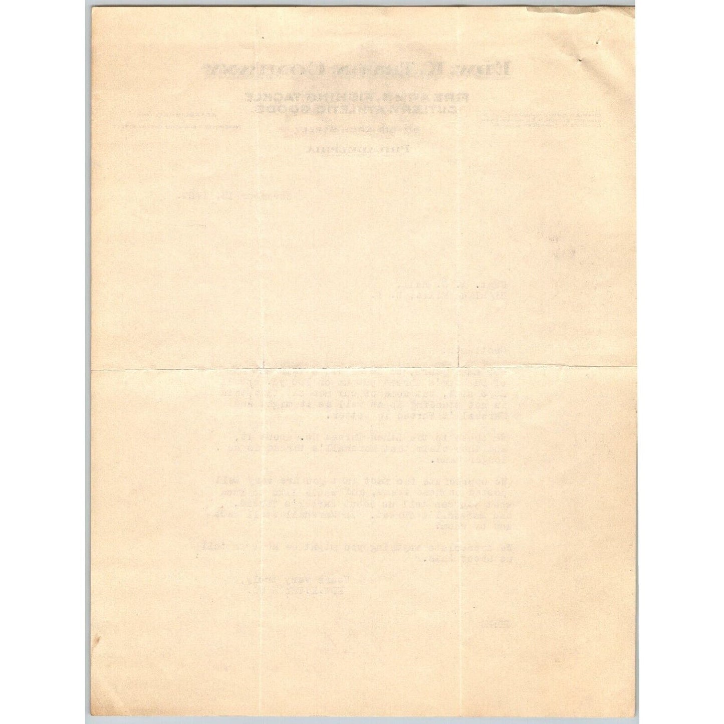 Edw. K. Tryon Company Philadelphia Fire Arms Fishing Tackle / 1929 Letterhead