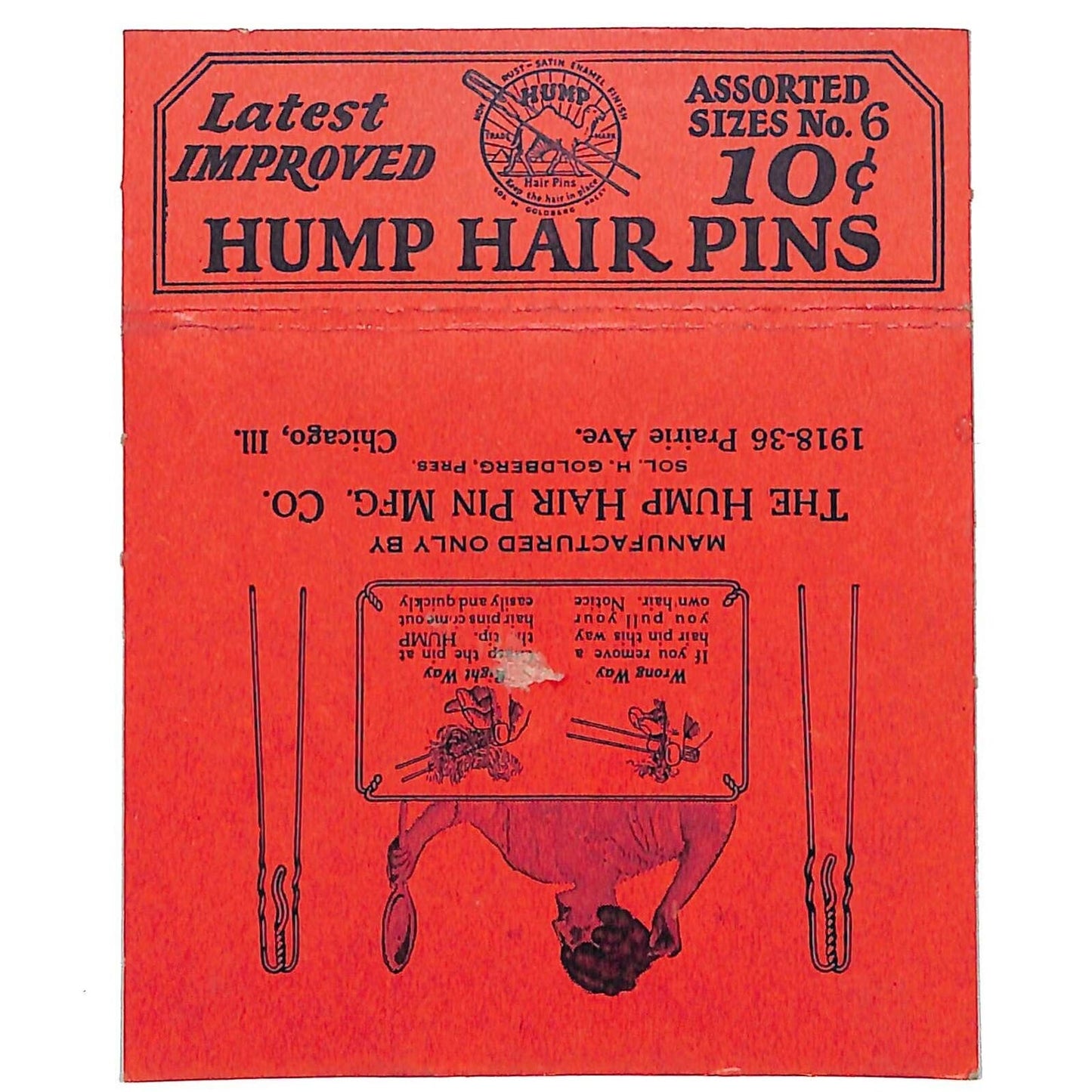 Hump Hair Pin Mfg. Co. Chicago Advertising Card c1905 -1915